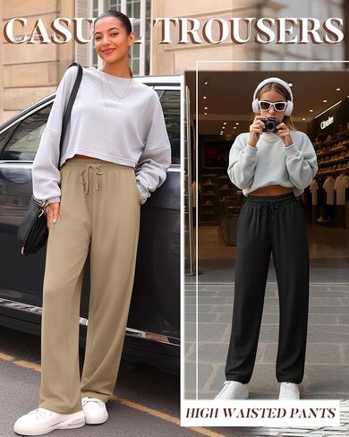 4 Pack Women's Lounge Pants, Comfy Wide Leg Yoga Pants High Waisted Drawstring Baggy Sweatpants with Pockets in Saudi Arabia