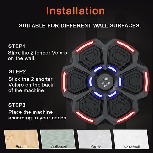 جهاز تدريب ملاكمة الموسيقى الذكي مع قفازات ملاكمة مثبتة على الحائط، جهاز ملاكمة موسيقي رقمي للبالغين والأطفال in Kuwait
