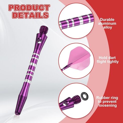 PATIKIL Aluminum Dart Shafts, Medium 2BA Dart Stems Replacement Accessories with Rubber Rings for Steel Tip in Saudi Arabia