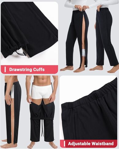 Mens Tear Away Pants Full Zipper Legs Open Bottom Sweatpants Breakaway Post Surgery Pants in Saudi Arabia