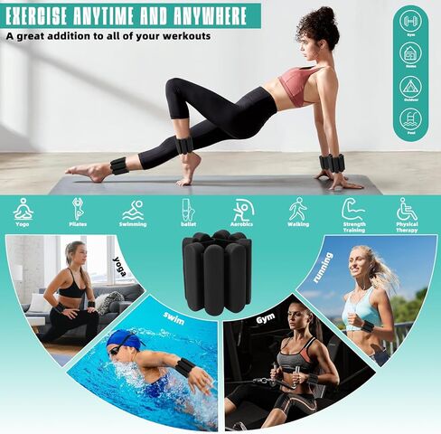 أوزان الكاحل للنساء والرجال، مجموعة أوزان معصم من السيليكون مكونة من قطعتين - أوزان للساق/أوزان للذراع قابلة للارتداء مثالية للتمرين في صالة الألعاب الرياضية المنزلية، والجري، واليوجا، والبيلاتس، والتمارين الرياضية، وتدريبات القوة in Kuwait