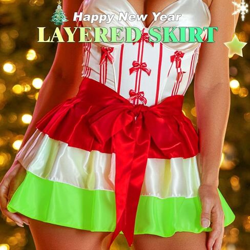 TWINKLEDE Christmas Tutu Skirt Tie-on Bustle Costume Skirt Festival Xmas Tutus for Women in Kuwait