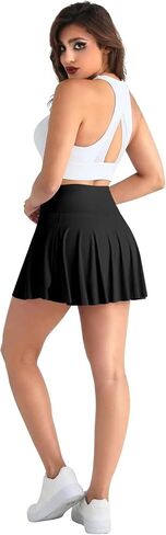Womens Tennis Short, Crossover High Waisted Tennis Skirts with Pockets and Underneath Shorts, Workout Athletic Skort Skirt in Saudi Arabia