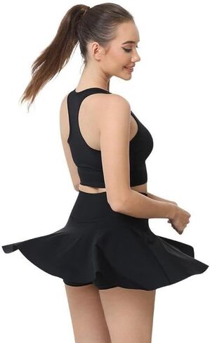 Womens Tennis Short, Crossover High Waisted Tennis Skirts with Pockets and Underneath Shorts, Workout Athletic Skort Skirt in Saudi Arabia