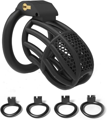Mesh Honeycomb Breathable Cage for Men's Sports, a Must-Have Accessory for Fitness and Bodybuilding, with 4 Fixed carabiners (40mm/43mm/44mm/46mm) (Black, L) in Saudi Arabia