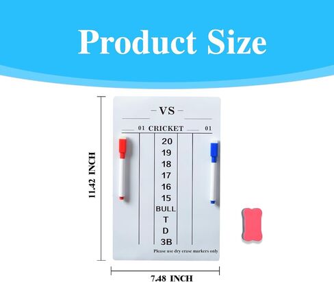 Dart Scoreboard with Dry Erase Markers and Eraser, Easy to Install and Clean, Waterproof Surface for Cricket and '01 Games, 7.48 x 15.75 Inches in Kuwait