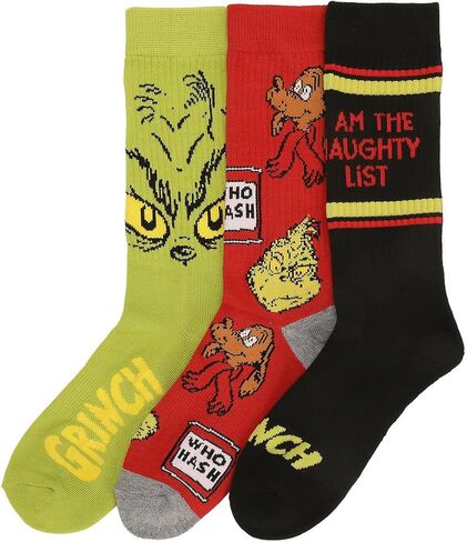 Bioworld The Grinch Themed Mens Athletic Crew 3 Pack in Saudi Arabia