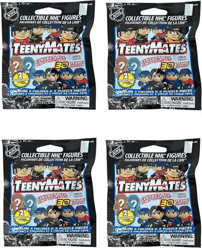 مجموعة هدايا من أكياس الهدايا المكفوفة لشخصيات الهوكي NHL من Teenymate - 4 عبوات، ألوان الفريق، مقاس واحد (سلسلة NHL 6 - مجموعة من 4 عبوات) in Saudi Arabia