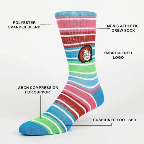 Bioworld Chucky Chucky Head Embroidery Mens Athletic Crew Socks in Saudi Arabia