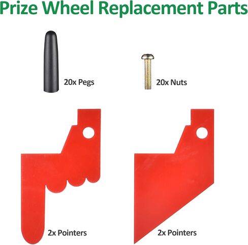 WinSpin Spinning Wheel Red Pointer, Pegs & Nuts Replacement Kit Prize Wheel Replacement Parts for Game Tradeshow Carnival, (20 Pegs, 20 Nuts and 2 Pointers) in Saudi Arabia