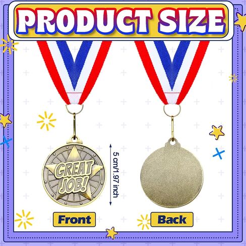 Quelay 100 Pcs Award Medals Bulk 2 Inch Gold Winner Medals with Neck Ribbons for Sports Tournaments Competitions Party Favors in Saudi Arabia