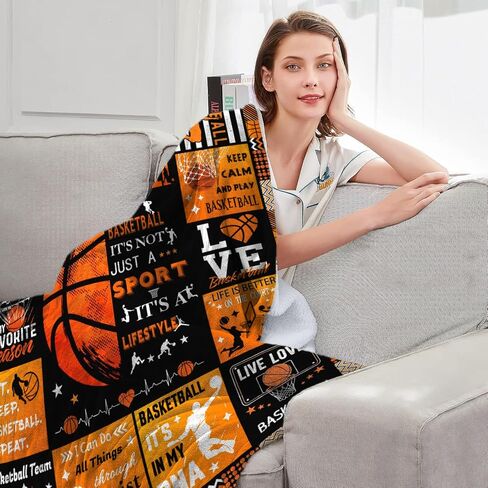 Basketball Blanket Ultra Soft Basketball Flannel Throw Lightweight Blanket for Boys Girls Women Team Basketball Lovers Gifts 50"X40" in Saudi Arabia