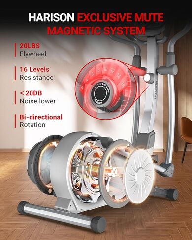 آلة هاريسون بيضاوية الشكل للمنزل بسعة 350 رطل، آلة تمرين بيضاوية مغناطيسية مع تحكم في المقاومة 16 مستوى، مدرب بيضاوي الشكل in Kuwait