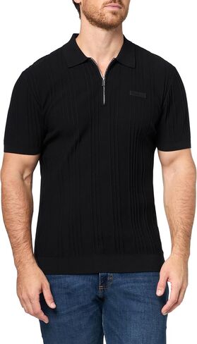 KARL LAGERFELD Men's Ribbed Textured Short Sleeve Polo in Saudi Arabia