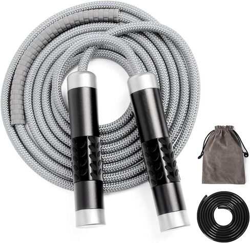 1LB Weighted Jump Ropes for fitness Women Men, Aluminum Handles for MMA, Boxing, CrossFit, Weight-loss Workouts, Tangle-Free Ball Bearing Rapid Speed Skipping Jump Rope with Adjustable 9mm Cotton & PVC Cord in Saudi Arabia