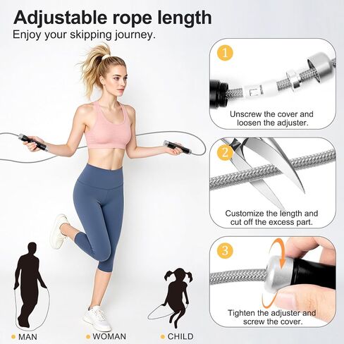 1LB Weighted Jump Ropes for fitness Women Men, Aluminum Handles for MMA, Boxing, CrossFit, Weight-loss Workouts, Tangle-Free Ball Bearing Rapid Speed Skipping Jump Rope with Adjustable 9mm Cotton & PVC Cord in Saudi Arabia