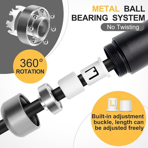 1LB Weighted Jump Ropes for fitness Women Men, Aluminum Handles for MMA, Boxing, CrossFit, Weight-loss Workouts, Tangle-Free Ball Bearing Rapid Speed Skipping Jump Rope with Adjustable 9mm Cotton & PVC Cord in Saudi Arabia