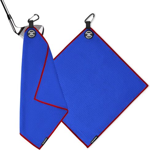 Magnetic Golf Towel with Clip and Cleaning Pocket -Premium Ultra Absorbent and sandfree Waffle Weave Microfiber Towel-Golf Accessories for Golf Bags, Carts or Clubs 16"*16“ in Kuwait