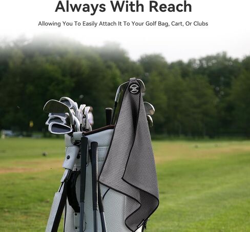 Magnetic Golf Towel with Clip and Cleaning Pocket -Premium Ultra Absorbent and sandfree Waffle Weave Microfiber Towel-Golf Accessories for Golf Bags, Carts or Clubs 16"*16“ in Kuwait