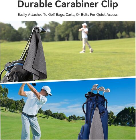 Magnetic Golf Towel with Clip and Cleaning Pocket -Premium Ultra Absorbent and sandfree Waffle Weave Microfiber Towel-Golf Accessories for Golf Bags, Carts or Clubs 16"*16“ in Kuwait