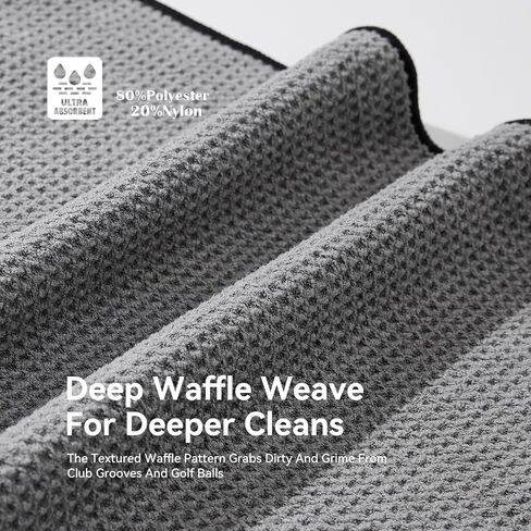 Magnetic Golf Towel with Clip and Cleaning Pocket -Premium Ultra Absorbent and sandfree Waffle Weave Microfiber Towel-Golf Accessories for Golf Bags, Carts or Clubs 16"*16“ in Kuwait