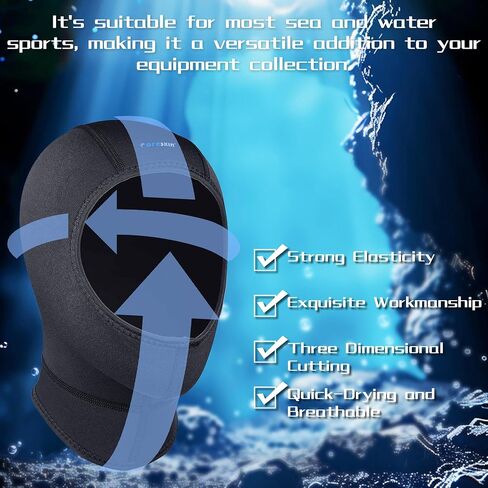 Unisex Neoprene Diving Hood - Durable & Stretchable Wetsuit Cap for Men & Women | Scuba Diving, Snorkeling, Surfing, Kayaking, Canoeing, Swimming, Sailing & All Water Sports in Saudi Arabia