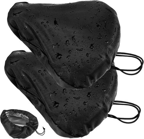 2pcs Bike Seat Cover Black Waterproof Bicycle Seat Cover Rainproof Black Bike Saddle Cushion Covers Protector with Drawstring Washable Seats Rain Covers for Multiple Bicycles and E-Bikes Women Men in Saudi Arabia