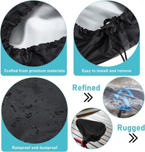 2pcs Bike Seat Cover Black Waterproof Bicycle Seat Cover Rainproof Black Bike Saddle Cushion Covers Protector with Drawstring Washable Seats Rain Covers for Multiple Bicycles and E-Bikes Women Men in Saudi Arabia