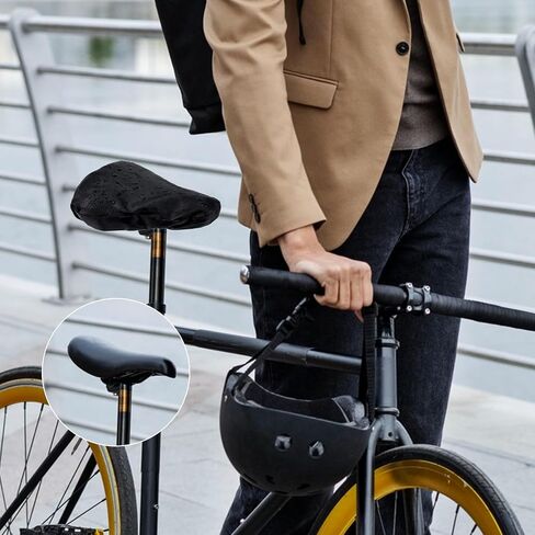2pcs Bike Seat Cover Black Waterproof Bicycle Seat Cover Rainproof Black Bike Saddle Cushion Covers Protector with Drawstring Washable Seats Rain Covers for Multiple Bicycles and E-Bikes Women Men in Saudi Arabia