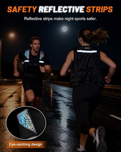Weighted Vest for Woman Men, 0-10lbs Adjustable Running Vest with 10 Removable Weights, Weight Training Vest for Weight Loss, Colorful Reflective Straps & Phone Pockets, Machine Washable-DE25008 in Saudi Arabia