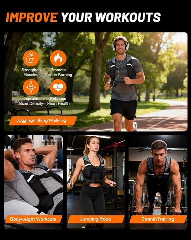 Weighted Vest for Woman Men, 0-10lbs Adjustable Running Vest with 10 Removable Weights, Weight Training Vest for Weight Loss, Colorful Reflective Straps & Phone Pockets, Machine Washable-DE25008 in Saudi Arabia