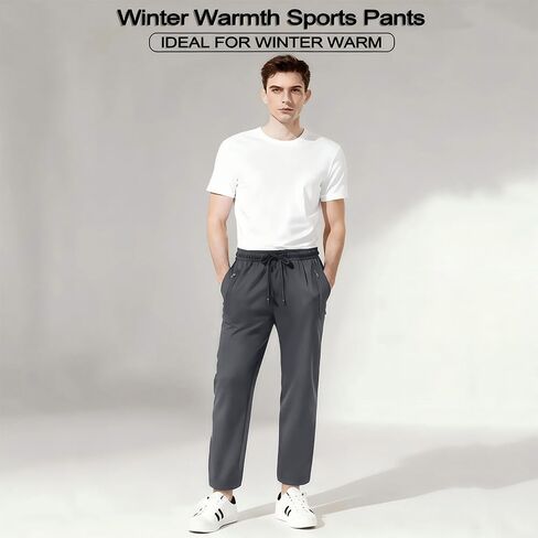 Mens Winter Warm Sweatpants，Windproof Straight Leg Casual Pants, Fleece Warm Jogging Pants, Outdoor Clothing in Saudi Arabia