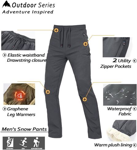 Mens Winter Warm Sweatpants，Windproof Straight Leg Casual Pants, Fleece Warm Jogging Pants, Outdoor Clothing in Saudi Arabia