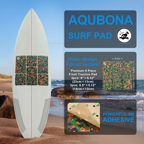 3-Piece/6-Piece Traction Pad Super Strong 3M Adhesive Maximum Grip Fits All Surfboards: Shortboard, Fish, Longboard, SUP, Skimboard - Stomp or Deck Pad in Saudi Arabia