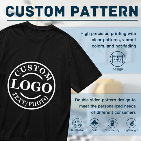 Custom T Shirts for Men Women Design Your Own Custom T-Shirt with Photo Logo Text Personalized Shirts Front/Back Print in Saudi Arabia