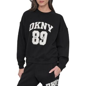 سويت شيرت نسائي من DKNY بشعار الجيرسيه بحجر الراين وياقة دائرية in Kuwait