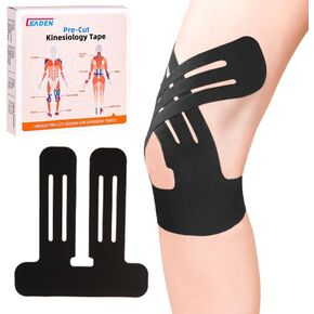 Precut Kinesiology Tape for Knees, Upgraded, 10 Pcs, Black in Kuwait