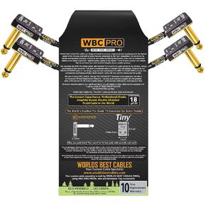2 Units - 4 Inch - WBC-PRO-Pedal – 22 AWG - Low-Cap (18pF/ft) – Pro-Grade – Graphite-Based - Dual-Shielded Pedal, Effects, Patch, Instrument Cable with Eminence Tiny Gold Plated Angled TS Connectors in Saudi Arabia