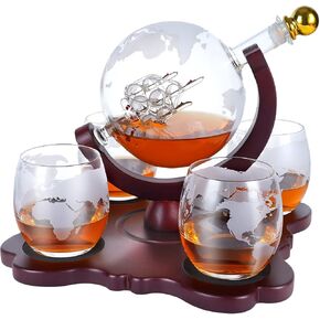 Gifts for Men Dad Husband from Wife Daughter Son, Unique Christmas Anniversary Birthday Gifts for Him, Whiskey Decanter Globe Set with 2 Glasses, Bourbon Scotch Liquor Cool Stocking Stuffers Presents in Saudi Arabia