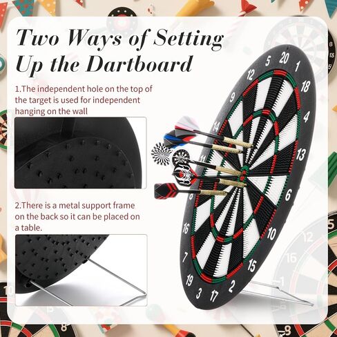 Soulchen 153 Pcs Dartboard Sets -1 Soft Tip Dartboard 12 Soft Tip Darts 100 Extra Dart Tips 18 Tails 2 Flight Protectors 20 Rubber Rings for Indoor Game Party Games Birthday Gifts in Saudi Arabia