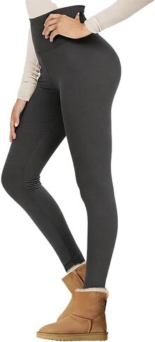 Women's Fleece Lined - High Waisted Thermal Yoga Pants,Warm Soft Winter Workout Running Hiking Tights in Saudi Arabia
