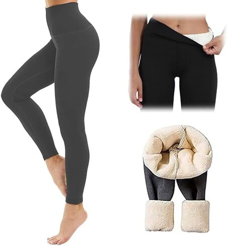 Women's Fleece Lined - High Waisted Thermal Yoga Pants,Warm Soft Winter Workout Running Hiking Tights in Saudi Arabia