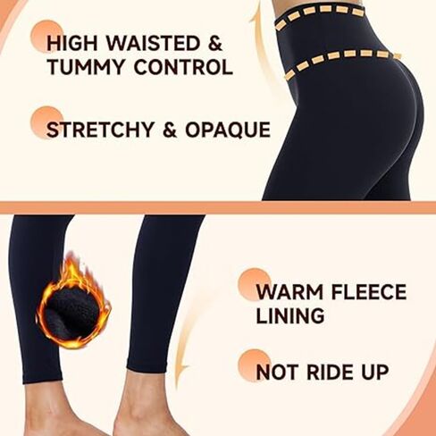 Women's Fleece Lined - High Waisted Thermal Yoga Pants,Warm Soft Winter Workout Running Hiking Tights in Saudi Arabia