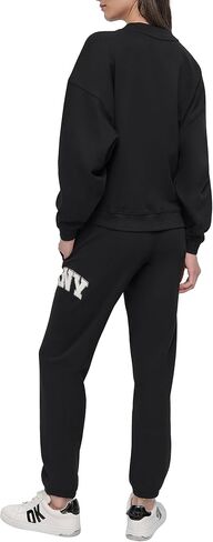 سويت شيرت نسائي من DKNY بشعار الجيرسيه بحجر الراين وياقة دائرية in Kuwait