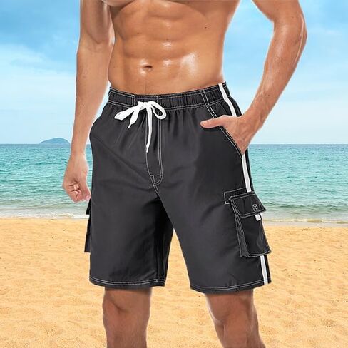 Men's Swim Trunks Quick Dry Stretch Swim Shorts Mesh Lining Beach Shorts with Pockets in Saudi Arabia