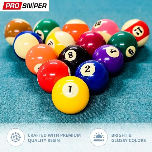 كرات البلياردو Prosniper - مجموعة 16 كرة بلياردو ممتازة تتضمن 4X أطراف جديلة و4X طباشير أزرق مقاس 6 أونصة و2.25 بوصة I ملحقات طاولة البلياردو للمبتدئين والمحترفين، مصنوعة من الراتنج النقي in Kuwait