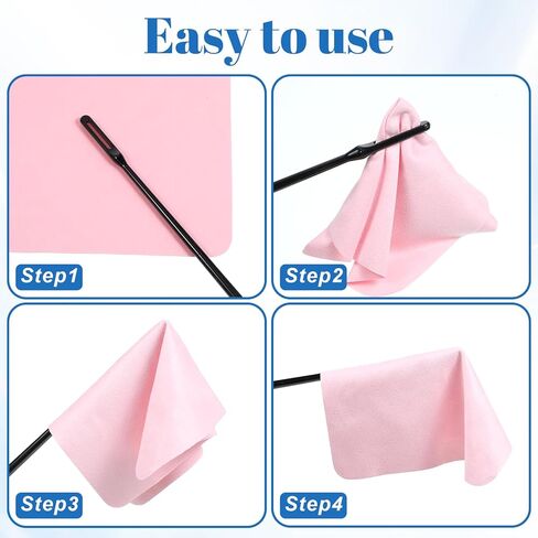 Flute Cleaning Kit, 2 Pcs Flute Cleaning Rods and 6pcs Suede Cloths, Flutes Swab 20x20cm Polishing Cloths Musical Instruments Polishing and Cleanings Accessories for Flutes Maintenance in Kuwait