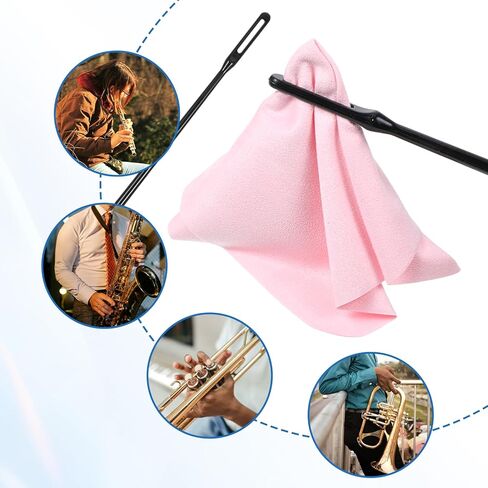 Flute Cleaning Kit, 2 Pcs Flute Cleaning Rods and 6pcs Suede Cloths, Flutes Swab 20x20cm Polishing Cloths Musical Instruments Polishing and Cleanings Accessories for Flutes Maintenance in Kuwait