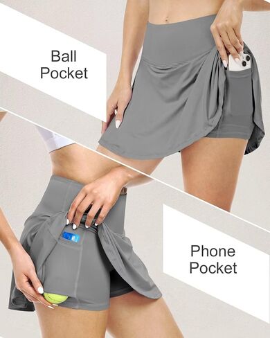 Women Tennis Golf Skirt - High Waisted Golf Athletic Pleated Workout Dress Skort with Pockets in Saudi Arabia