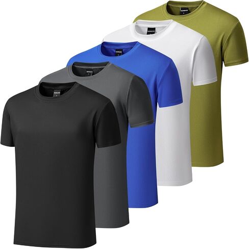 Men's Athletic Shirt 5 Pack, Quick Dry Moisture-Wicking Workout Gym T-Shirts for Fitness Running Activewear in Saudi Arabia